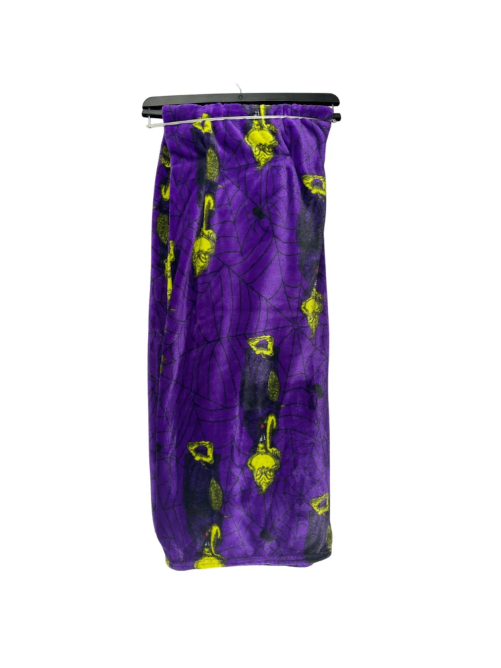Disney The Grinch Halloween Plush Throw Blanket Purple Spiderweb Bats 50x70